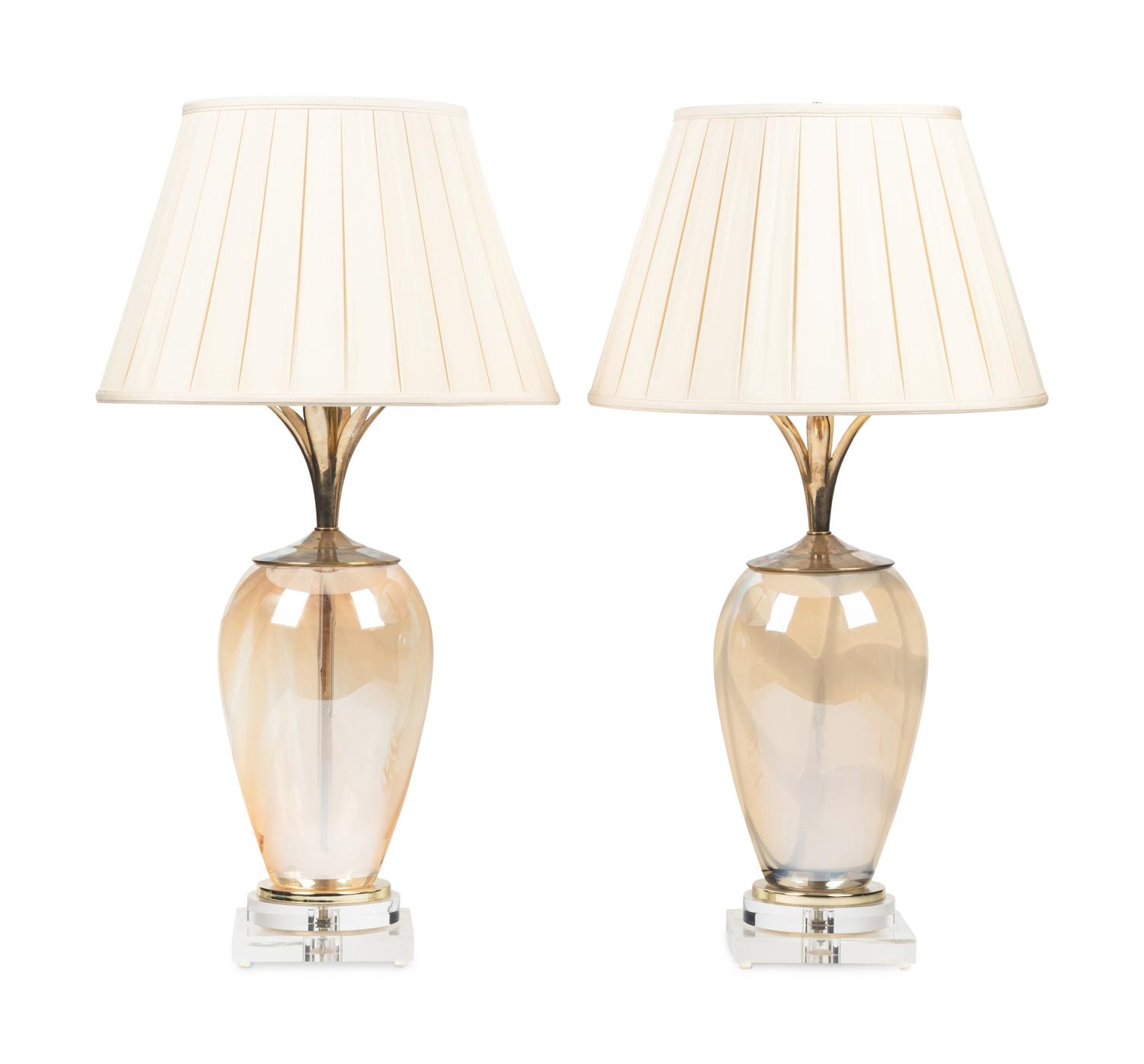 A Pair of Italian Blown Glass Table Lamps