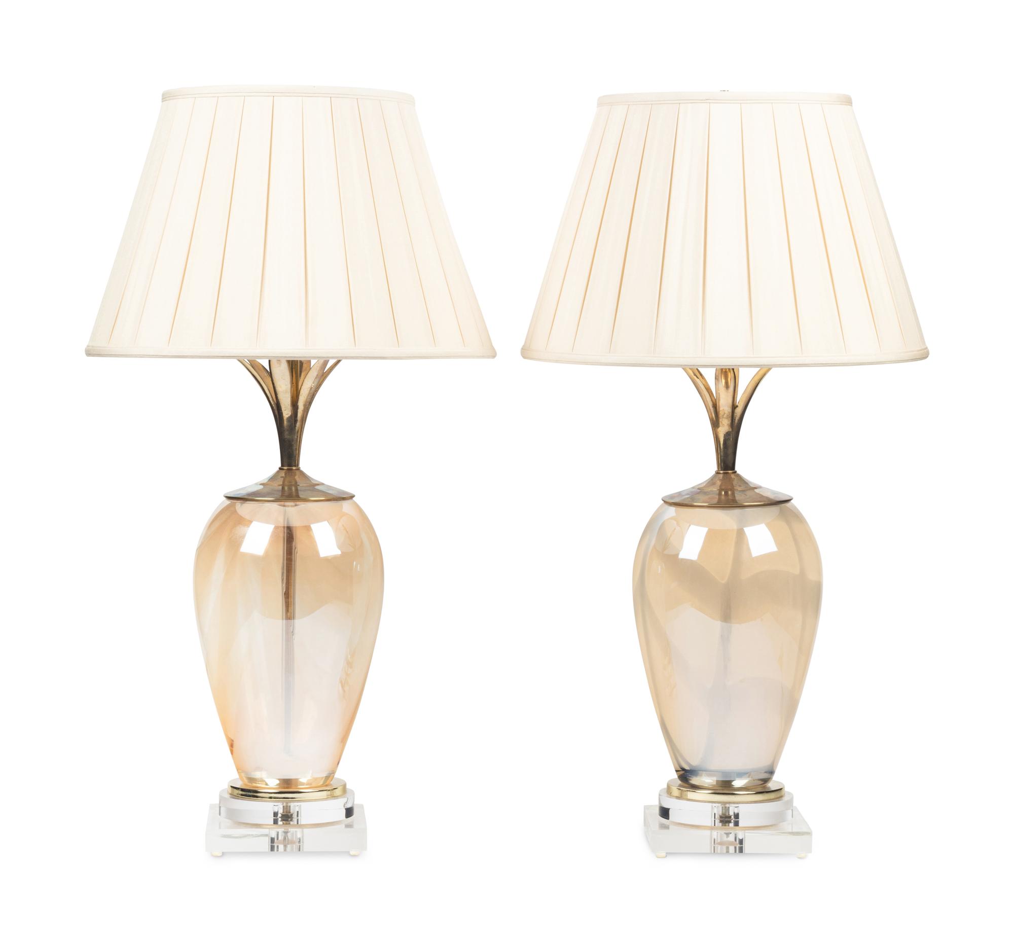 A Pair of Italian Blown Glass Table Lamps