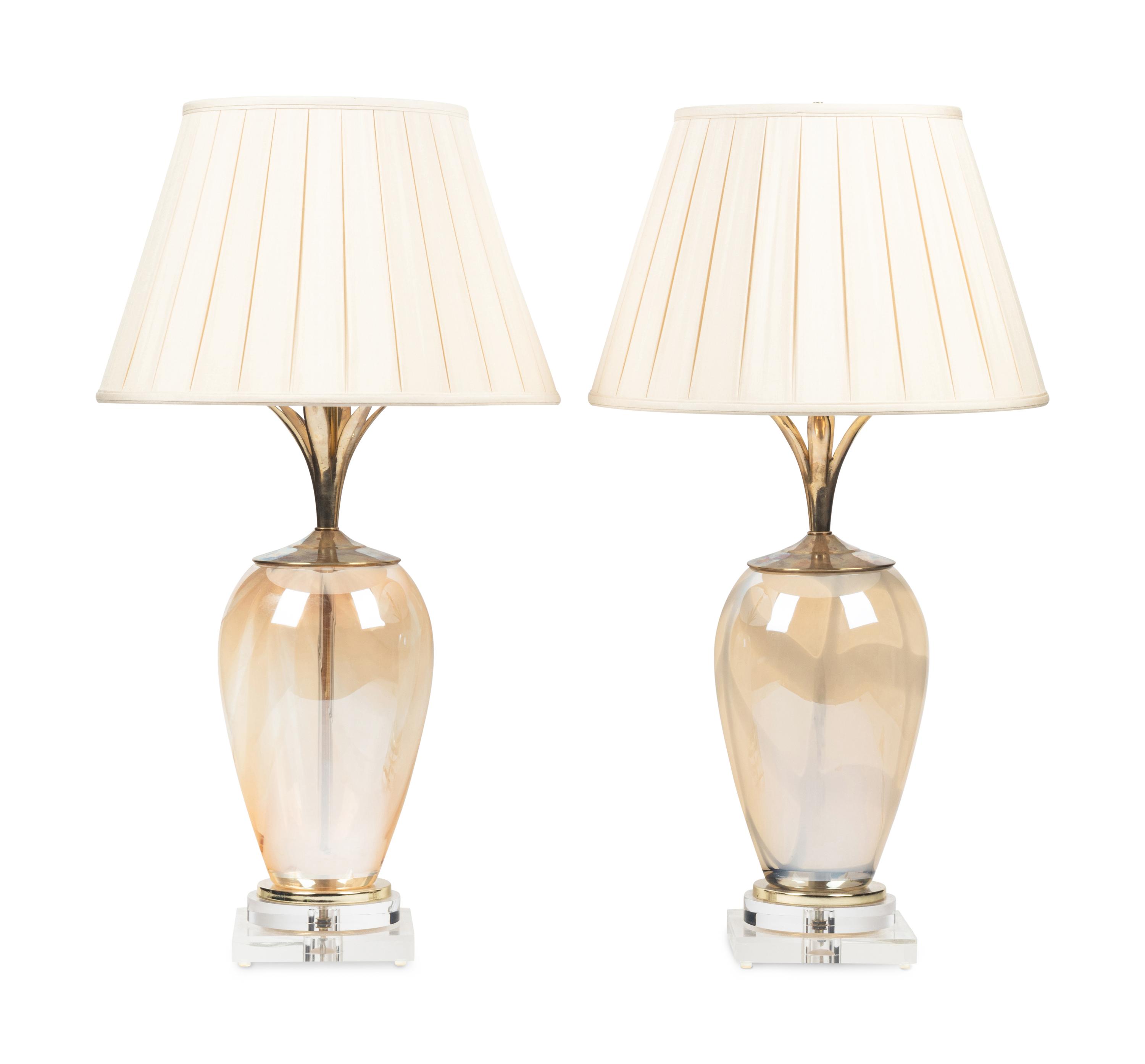 A Pair of Italian Blown Glass Table Lamps