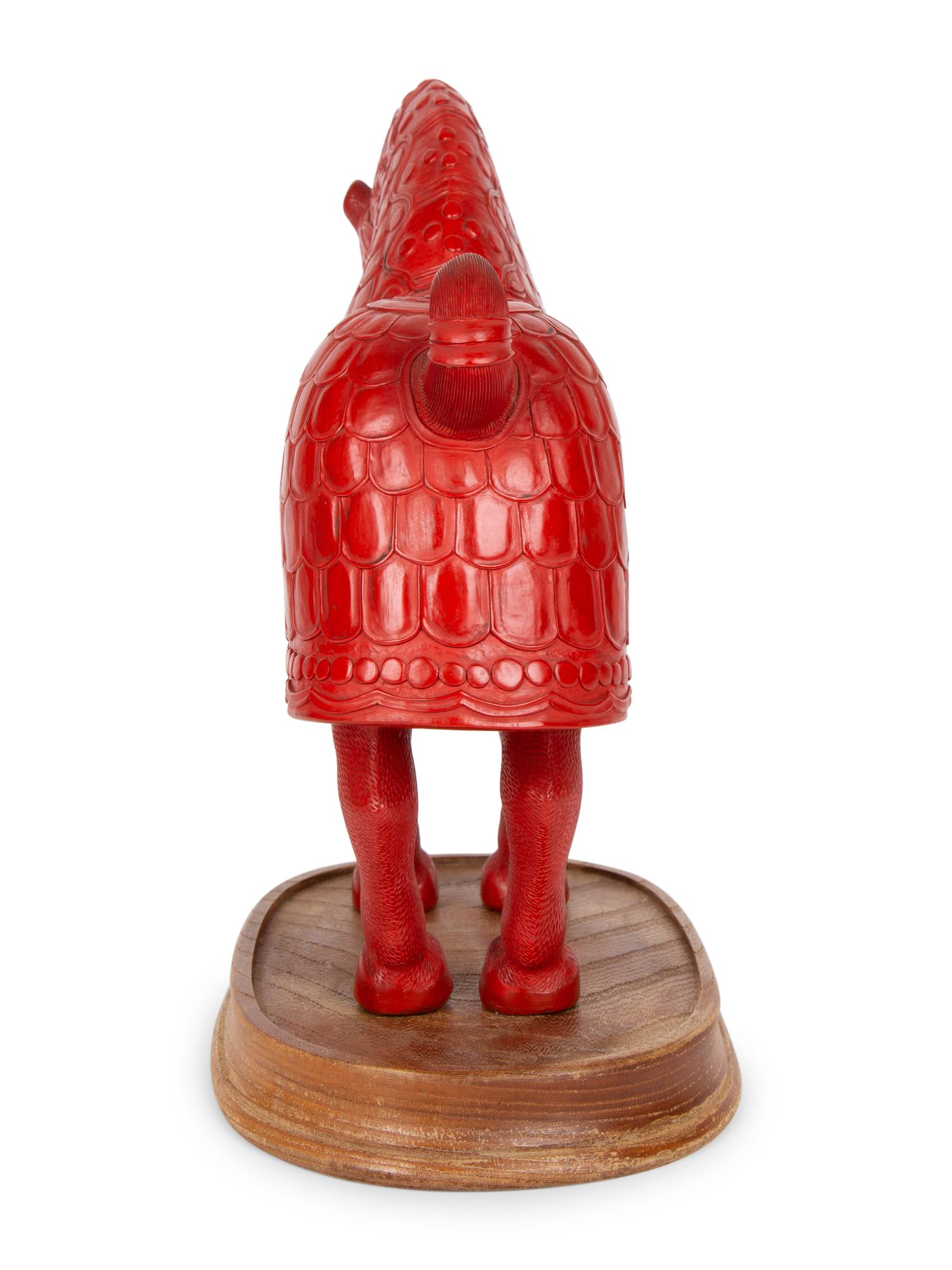 A Chinese Cinnabar Lacquer Armored Horse — EARLY 20TH CENTURY