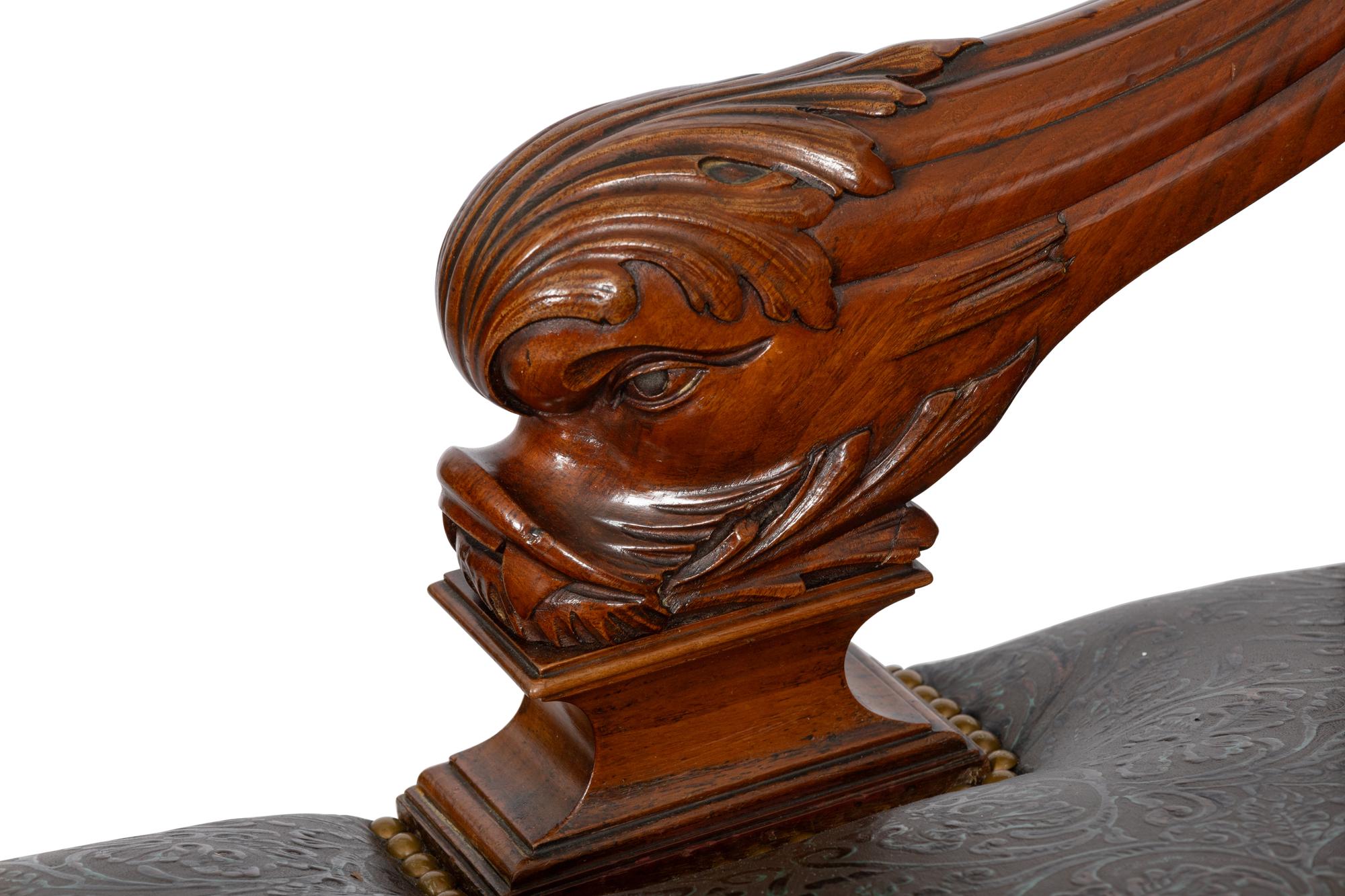 A Continental Carved Mahogany Armchair