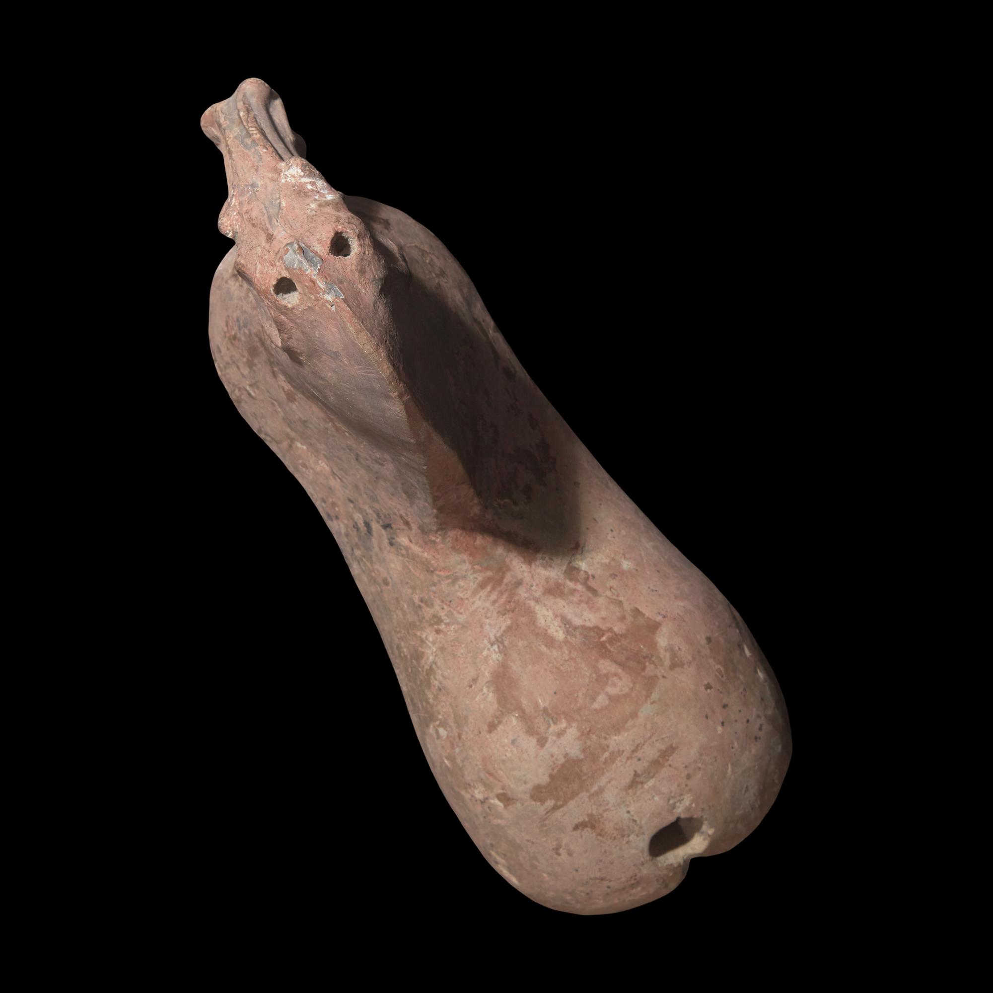 A Chinese Grey Pottery Head and Body of a Horse, Probably Han Dynasty 或爲漢 灰陶馬