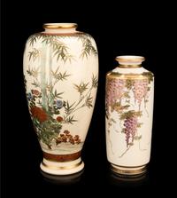 Two Japanese Satsuma 'Floral' Vases