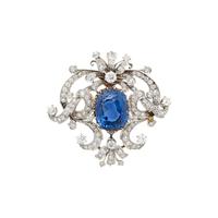EDWARDIAN, CEYLON SAPPHIRE AND DIAMOND PENDANT BROOCH