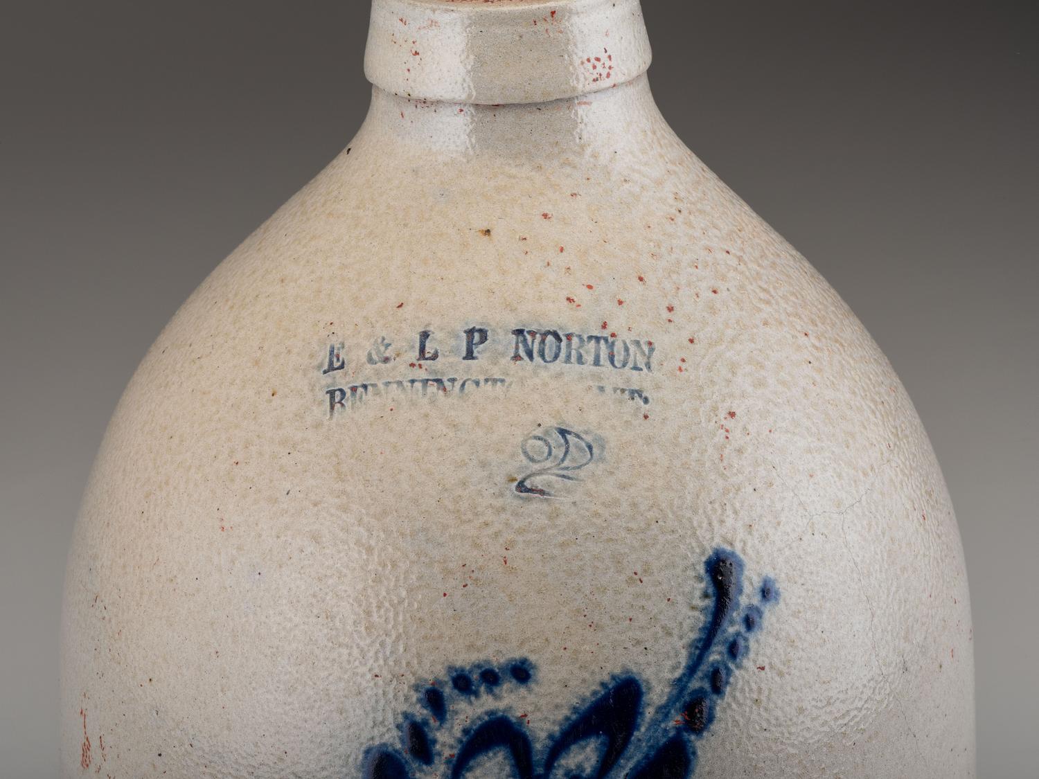 An E. and L.P. Norton Cobalt Decorated Stoneware Two-Gallon Jug