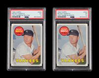 A Group of 1969 Topps Mickey Mantle Baseball Cards - Both Variations of No. 500 (PSA)