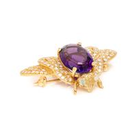 AMETHYST, OPAL AND DIAMOND BEE BROOCH