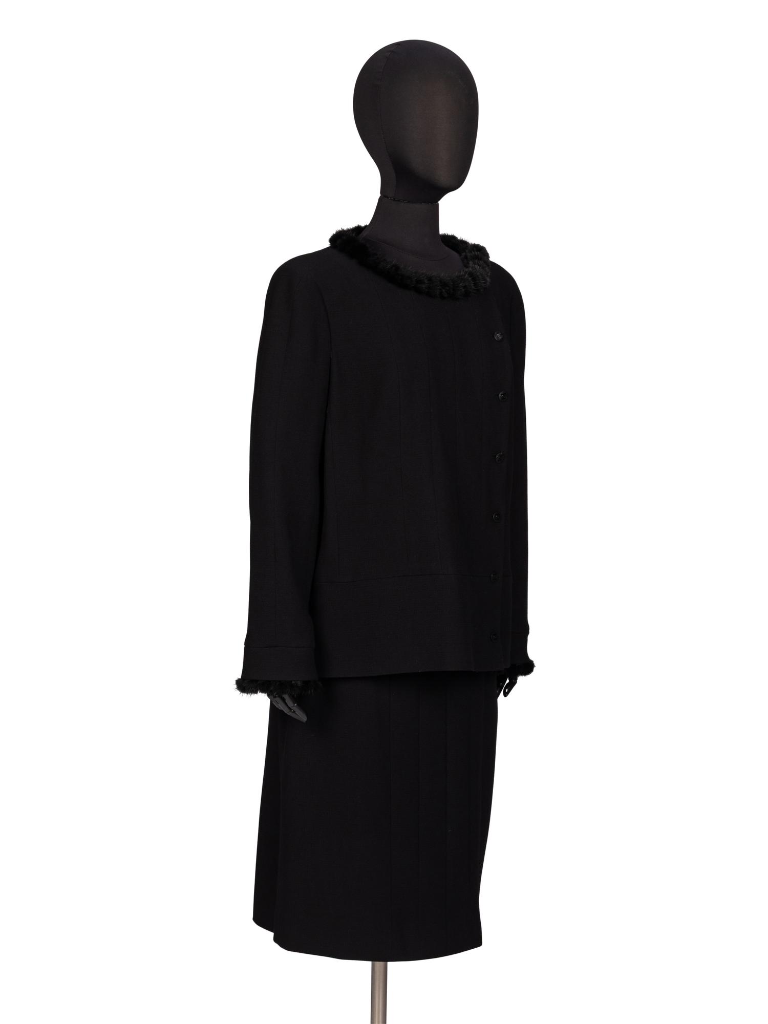 Chanel, Crêpe Skirt Suit with Mink Trim