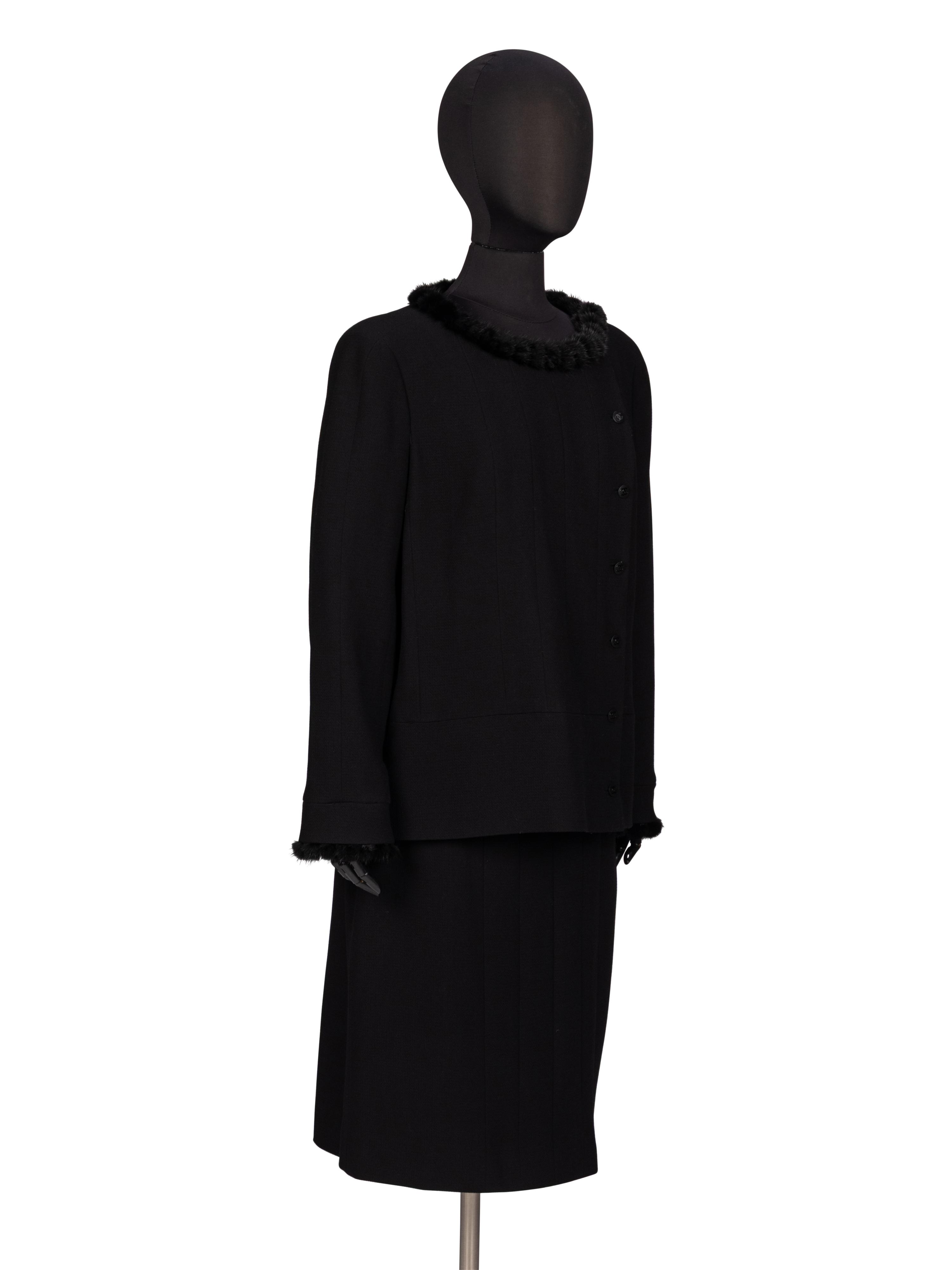 Chanel, Crêpe Skirt Suit with Mink Trim