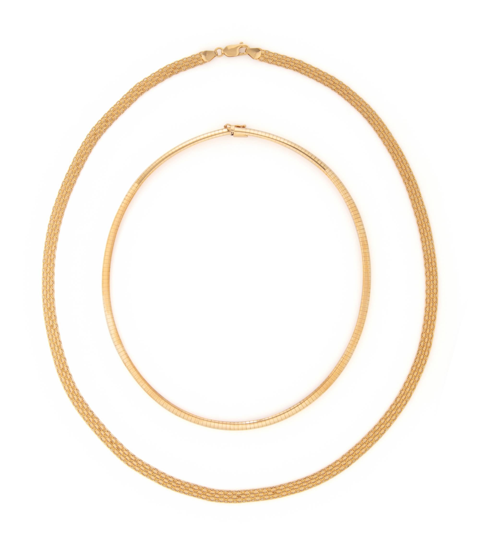 TWO YELLOW GOLD NECKLACES