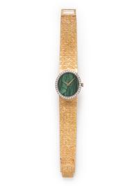 PIAGET, 18K YELLOW GOLD, DIAMOND AND JADE WRISTWATCH