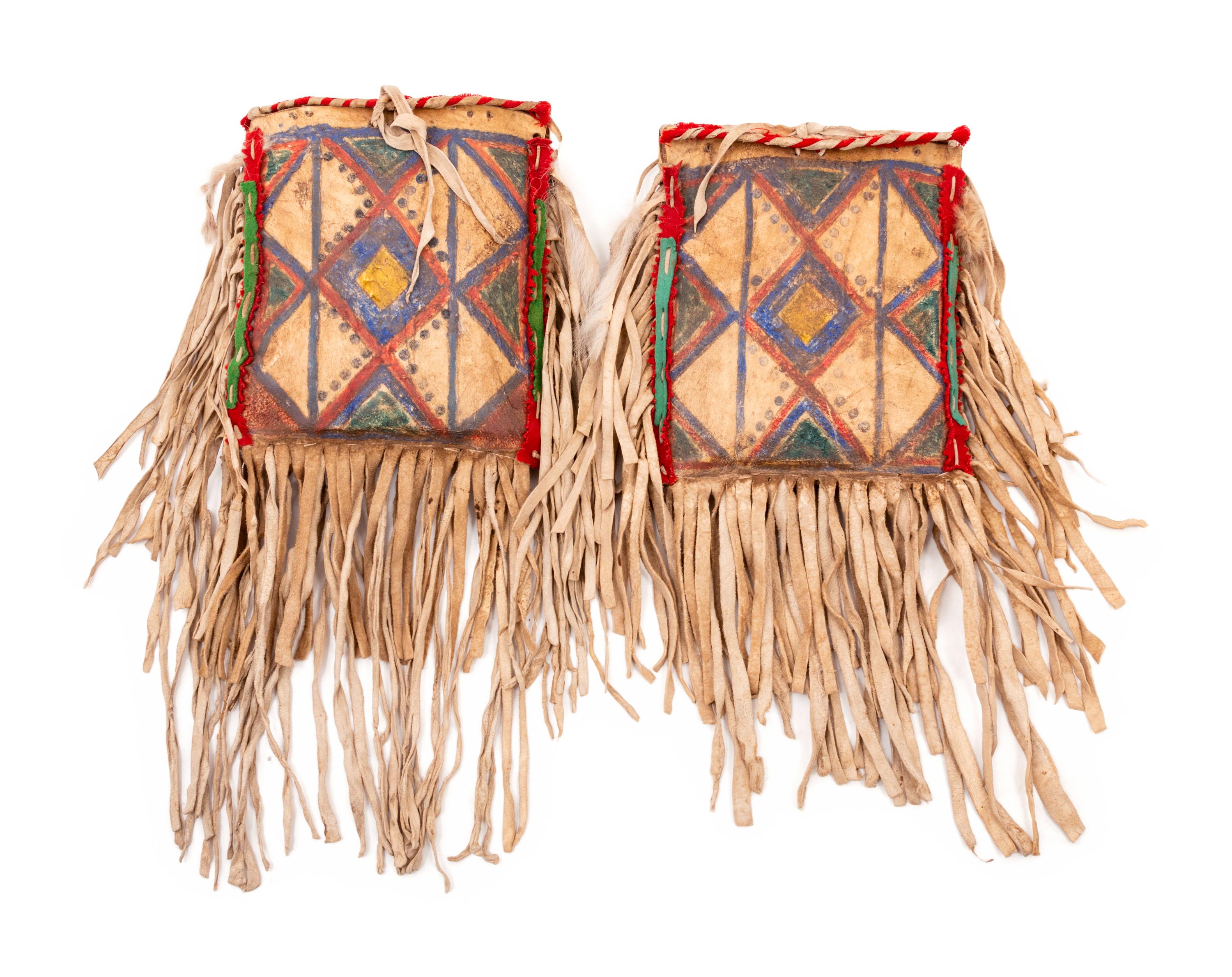 Plateau Painted Parfleche Containers, Matched Pair