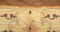 A Venetian Style Painted Faux Marble-Top Bombé Commode