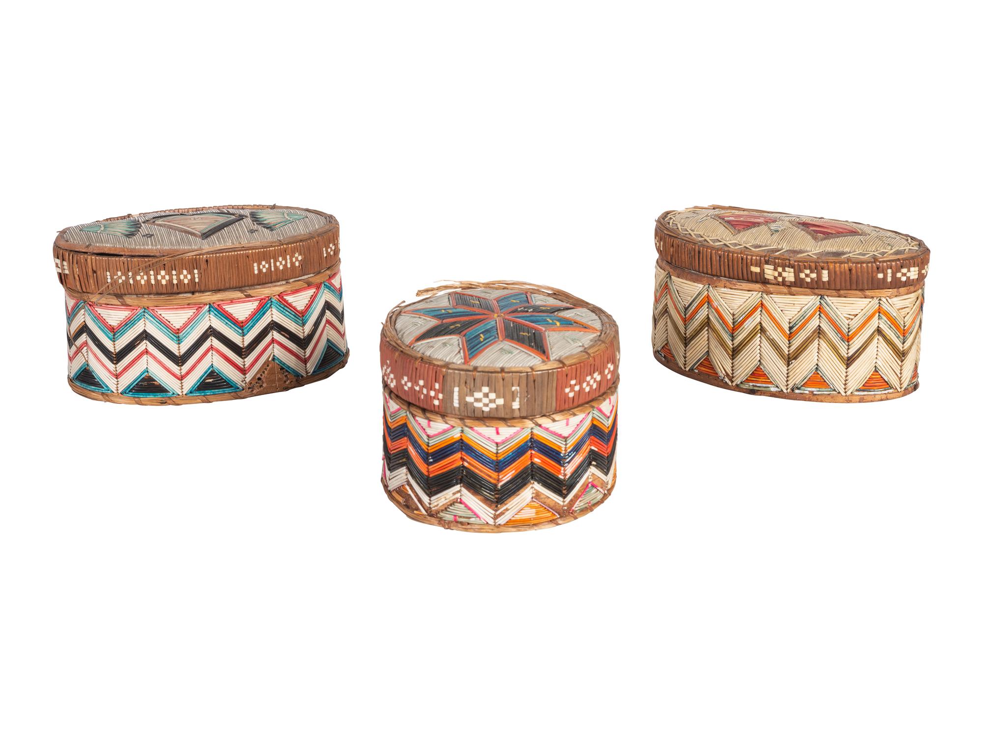 Micmac Quilled Birchbark Boxes