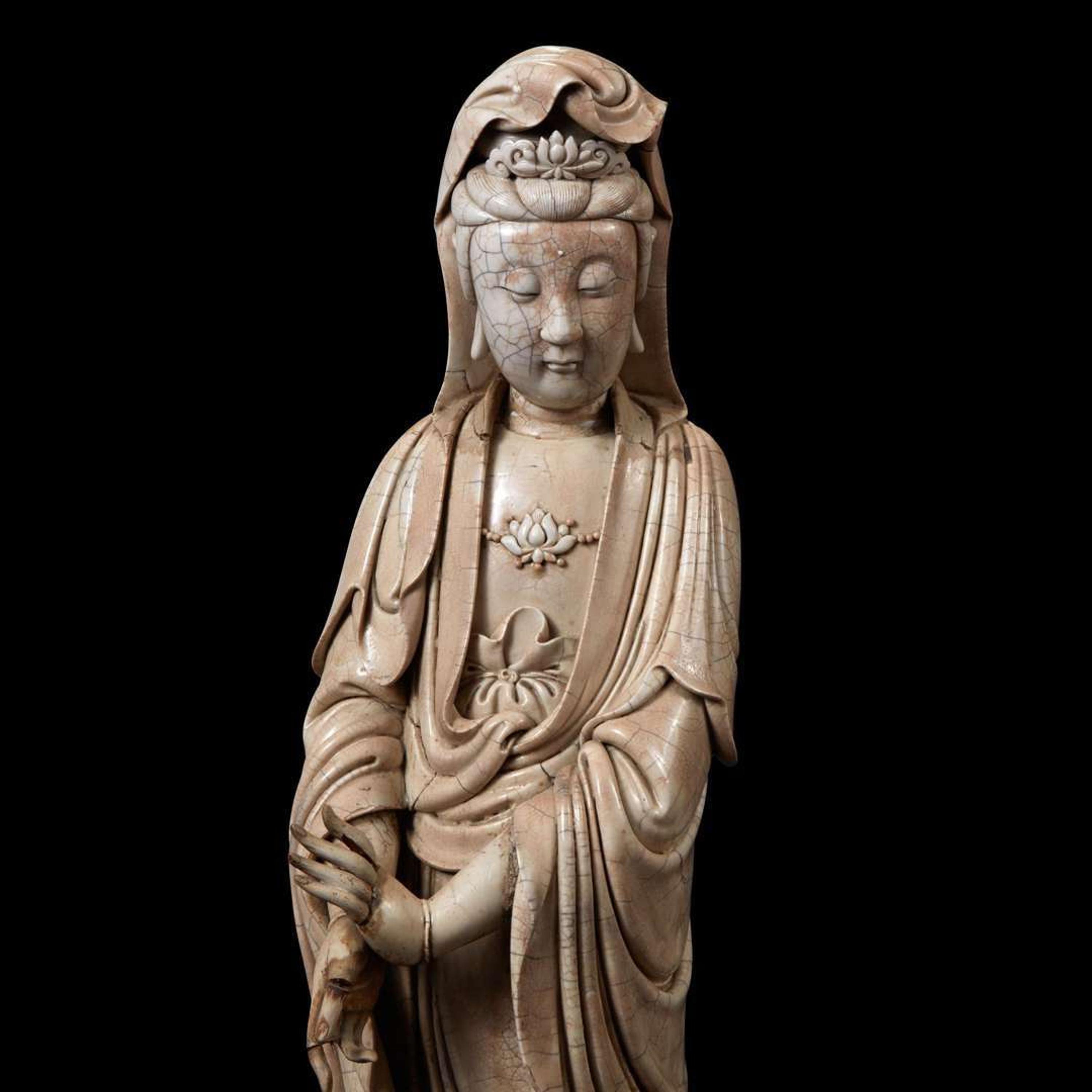 An exceptionally large Dehua blanc de Chine figure of Guanyin 德化窑观音像 Qing dynasty or earlier ????