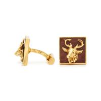 BRY PARIS, YELLOW GOLD AND BOG OAK STAG CUFFLINKS