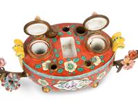 A French Porcelain Encrier Mounted as a Lamp