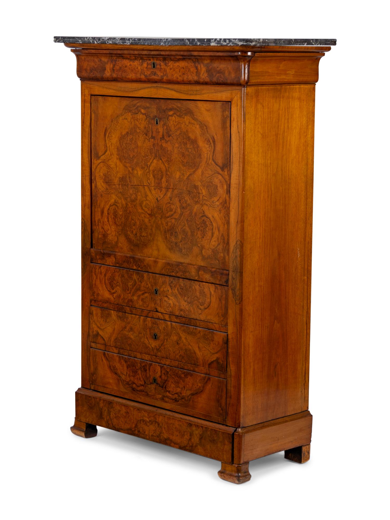 An Empire Style Burlwood Secretaire a Abbatant — 19TH CENTURY