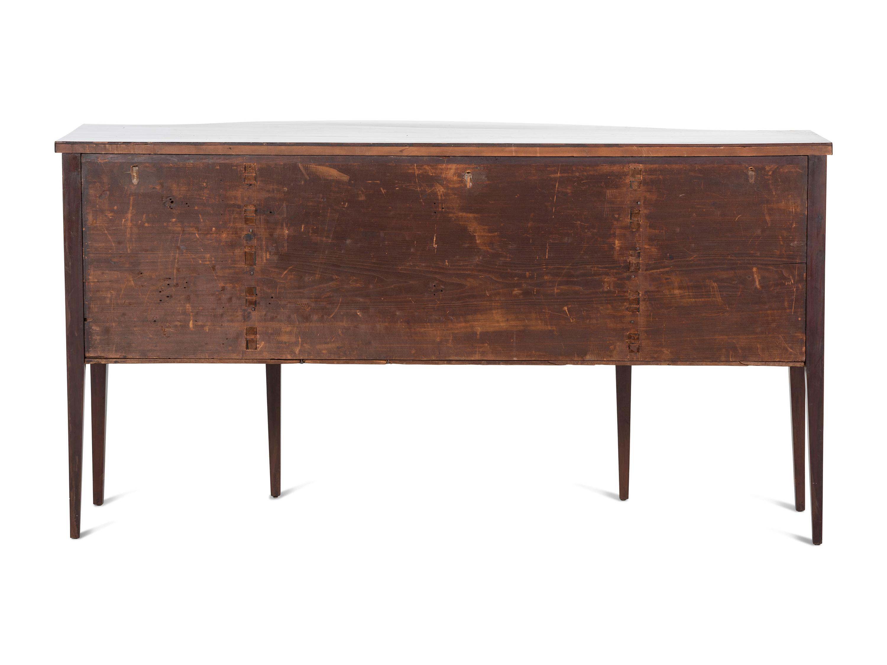 A Federal Inlaid and Figured Mahogany Serpentine Sideboard