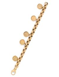 YELLOW GOLD AND COIN CHARM BRACLET