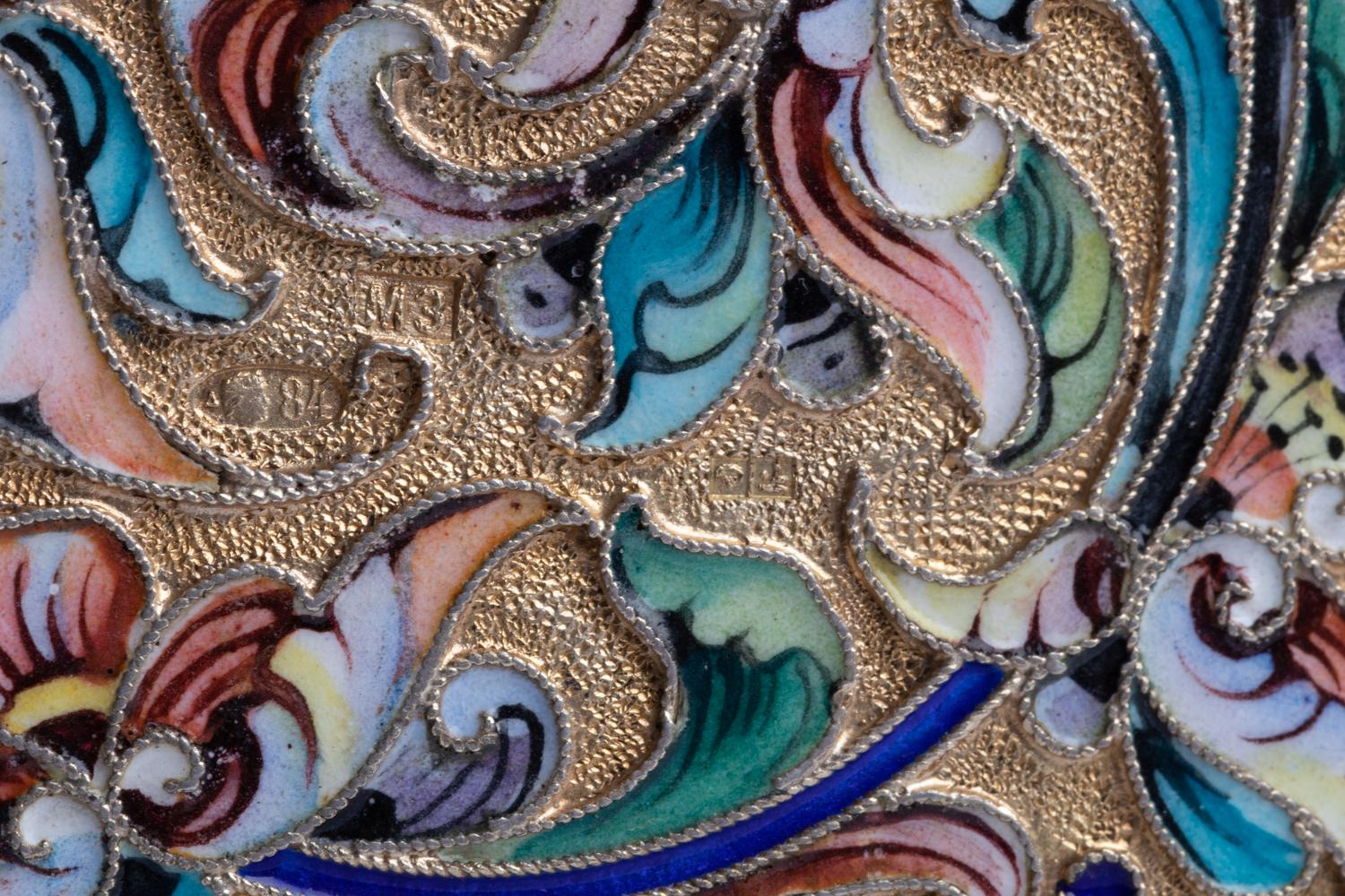 A Russian Shaded Enamel Silver-Gilt Cigarette Case