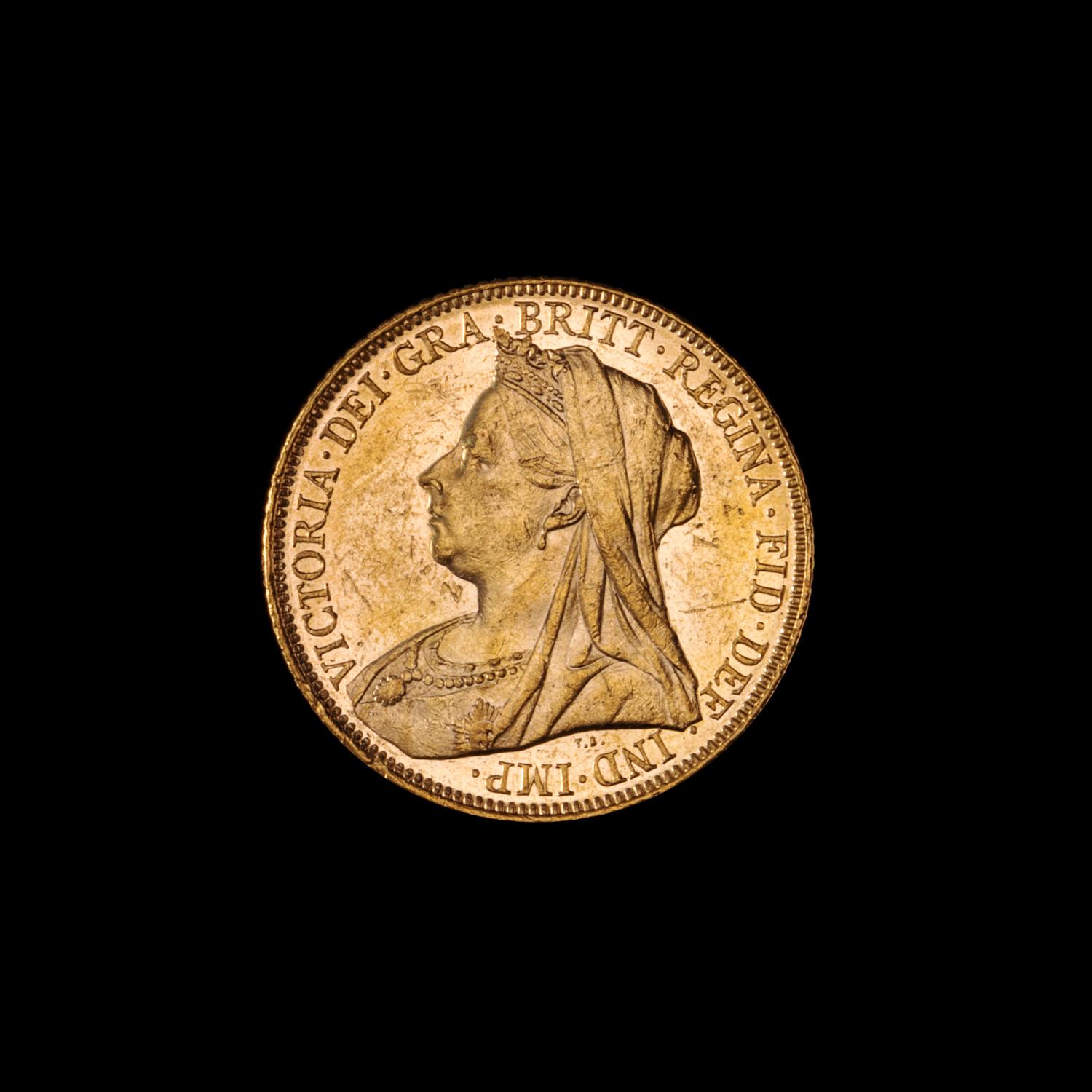 A United Kingdom 1893-M Sovereign: Veiled Head-Melbourne Mint Gold Coin