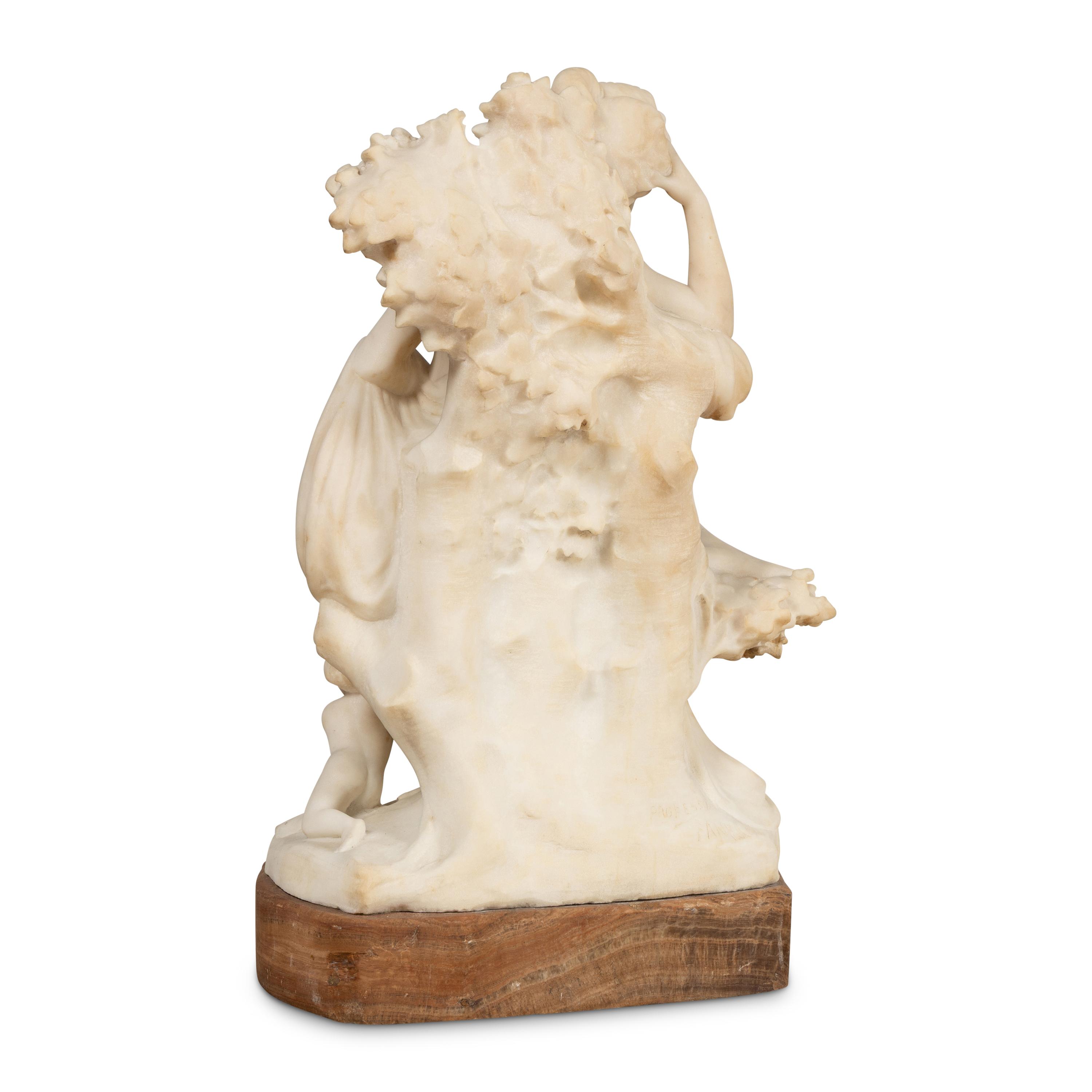 A Carved Marble Figural Mantel Clock