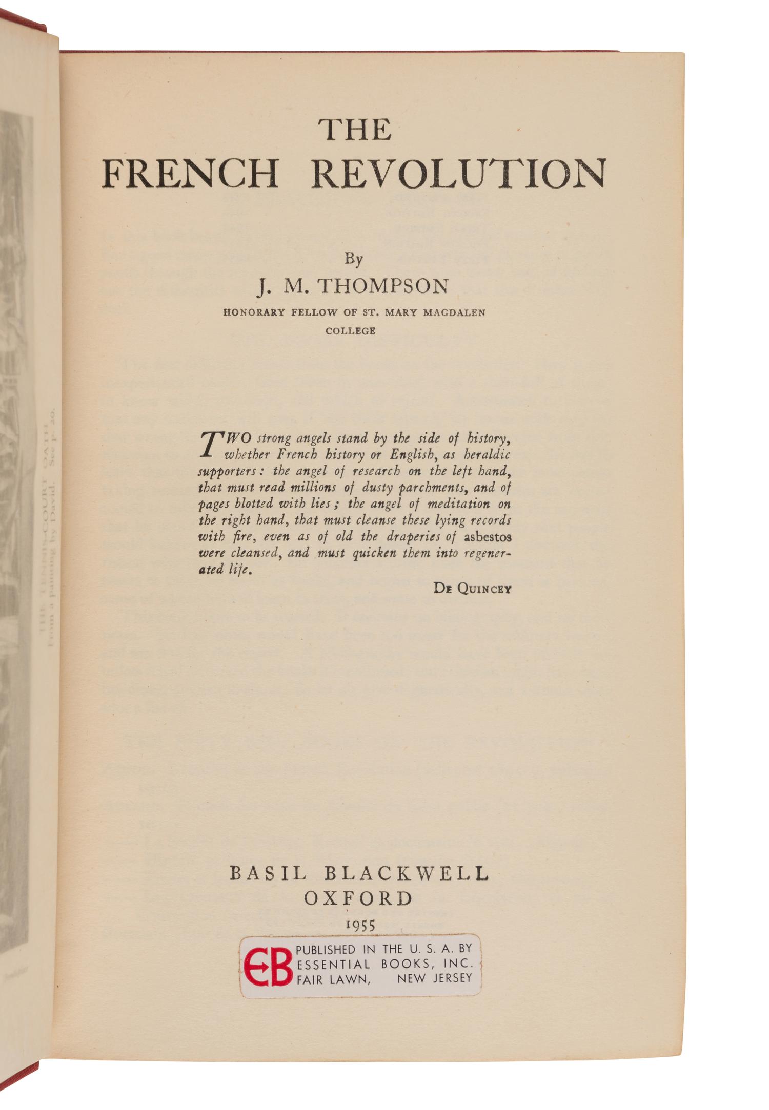 THOMPSON, James Matthew. The French Revolution. 1955. WITH UNDERLINING PRESUMABLY IN MADELEINE ALBRIGHT'S HAND.
