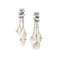 Yvel, Cultured Coin Pearl, Diamond, and White Gold Tassel Earrings