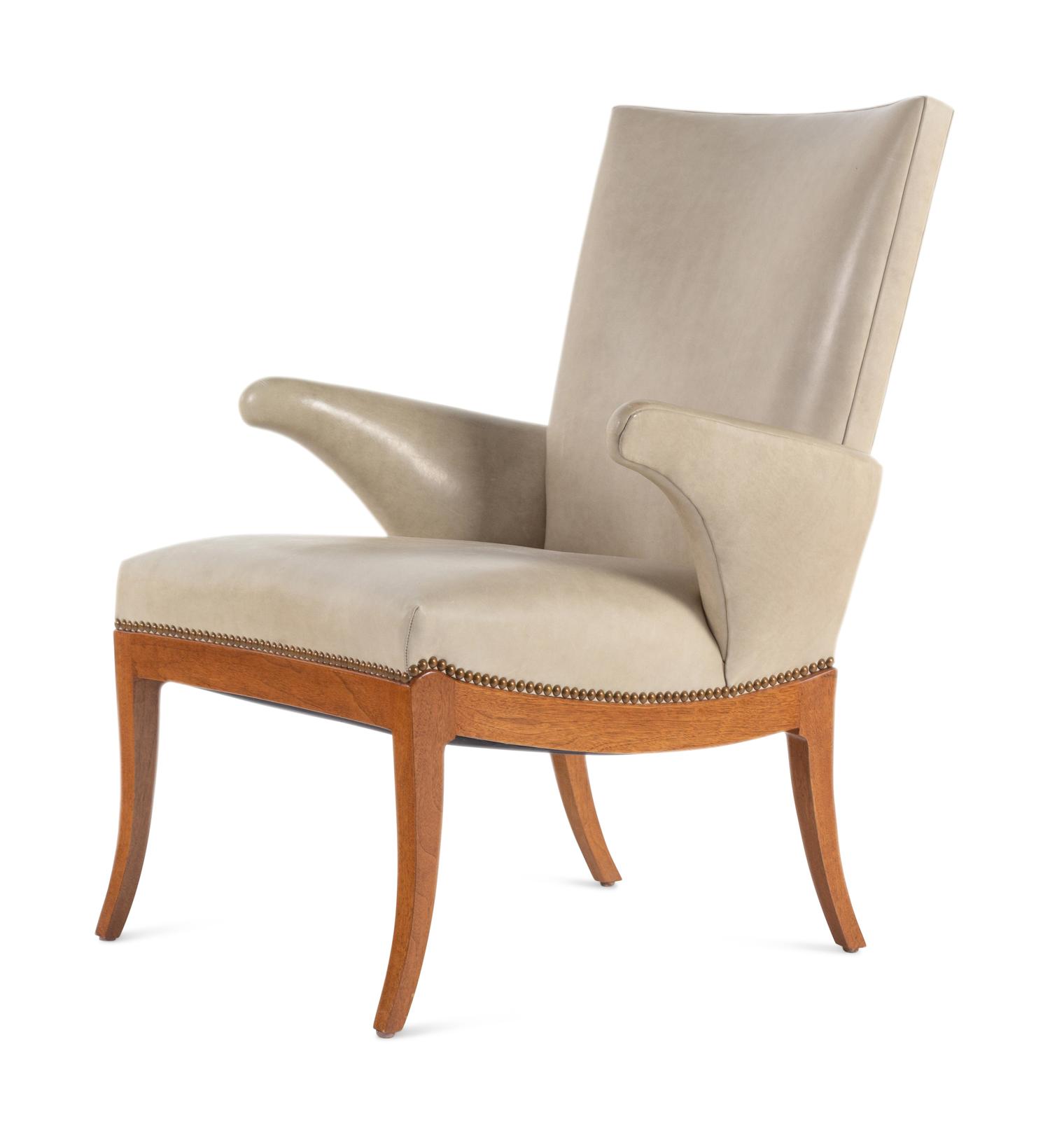 A Rose Tarlow Melrose House Leather Upholstered Armchair
