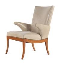 A Rose Tarlow Melrose House Leather Upholstered Armchair