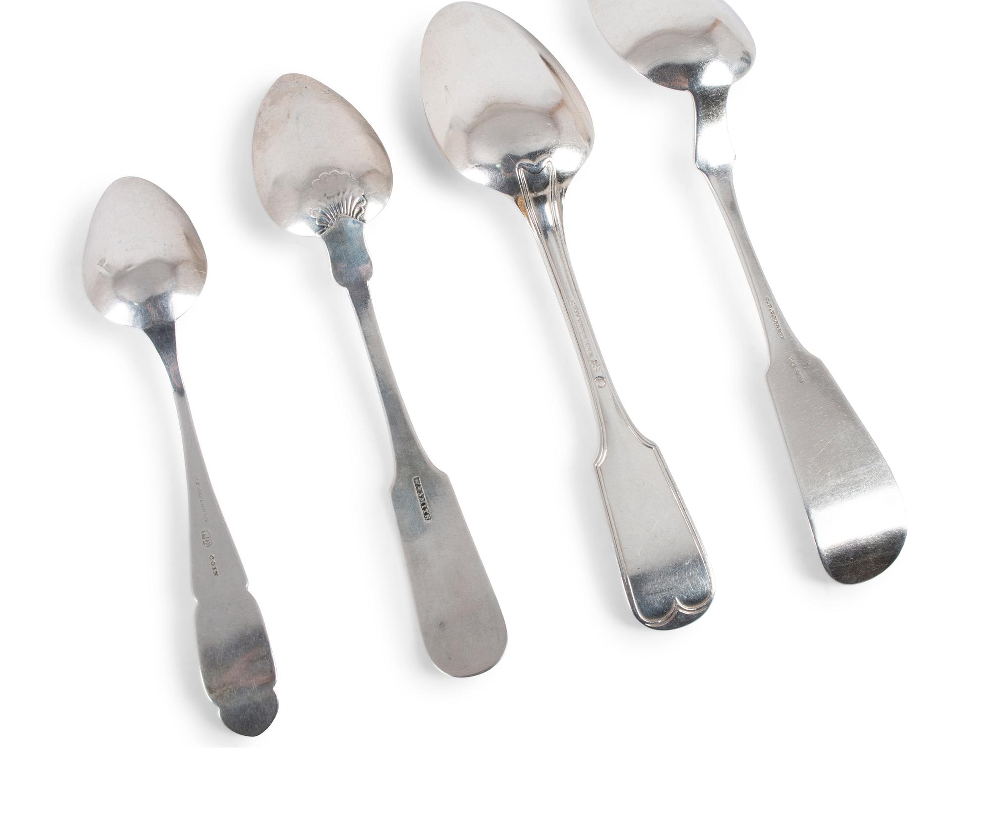 A Group of Coin Silver and Enameled Flatware