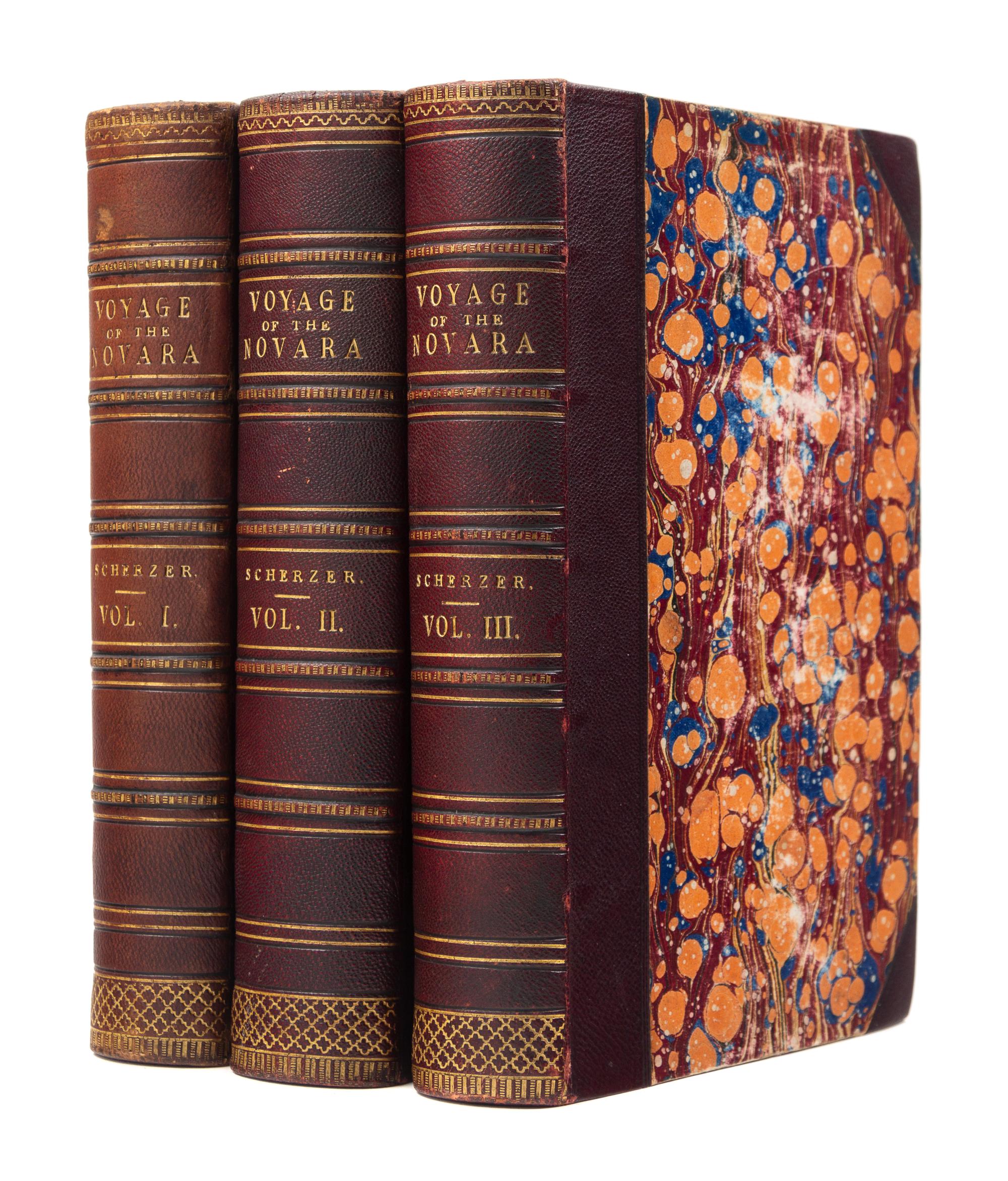 SCHERZER, Karl von. Narrative of the Circumnavigation of the Globe by the Austrian Frigate Novara. London, 1861-3. 1ST ED. IN ENGLISH.