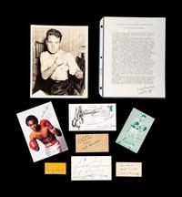 A Group of Assorted Boxing Champion Signed Autograph Items Including Sugar Ray Leonard,
