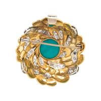 SYNTHETIC TURQUOISE AND DIAMOND PENDANT/BROOCH
