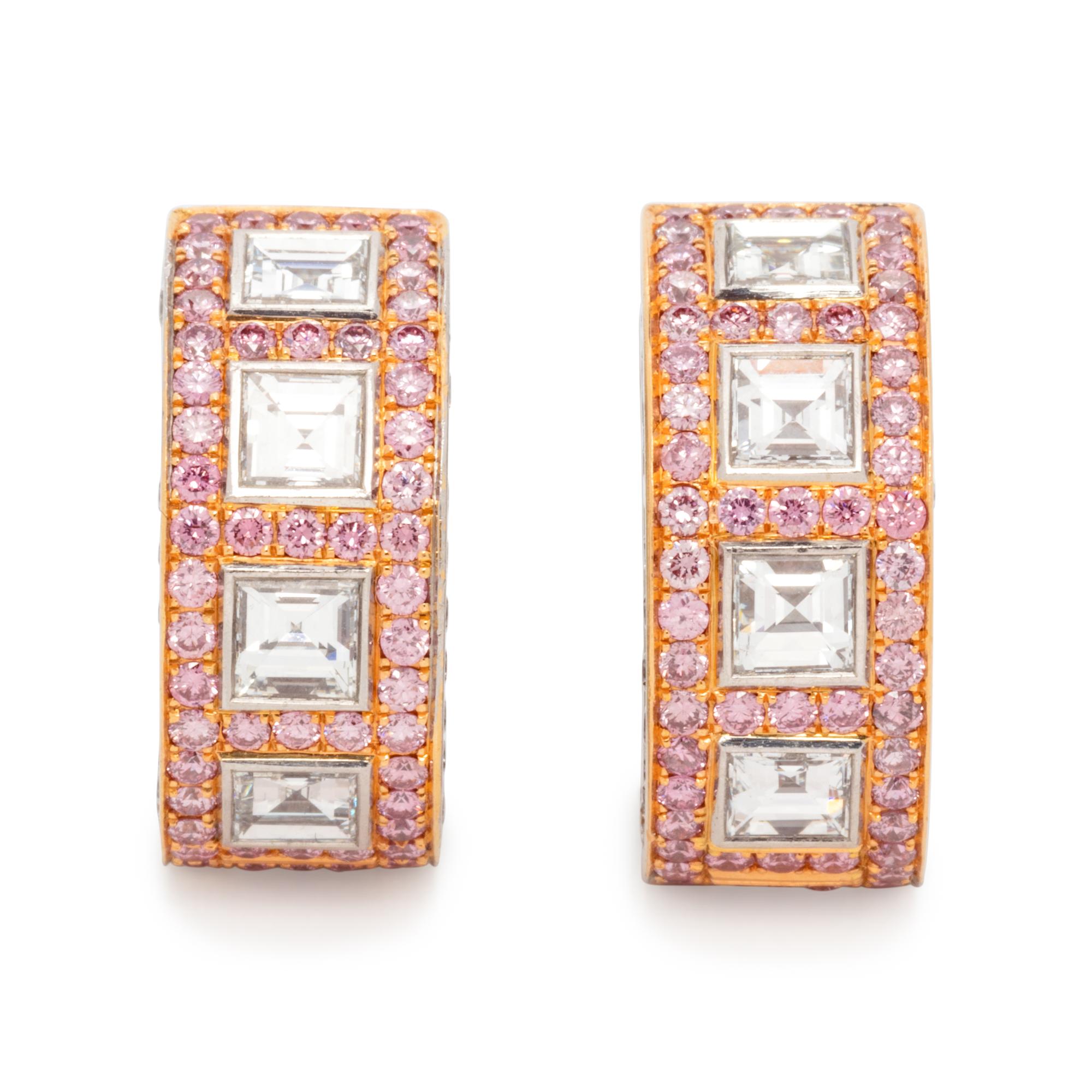 DIAMOND AND COLORED DIAMOND HOOP EARRINGS