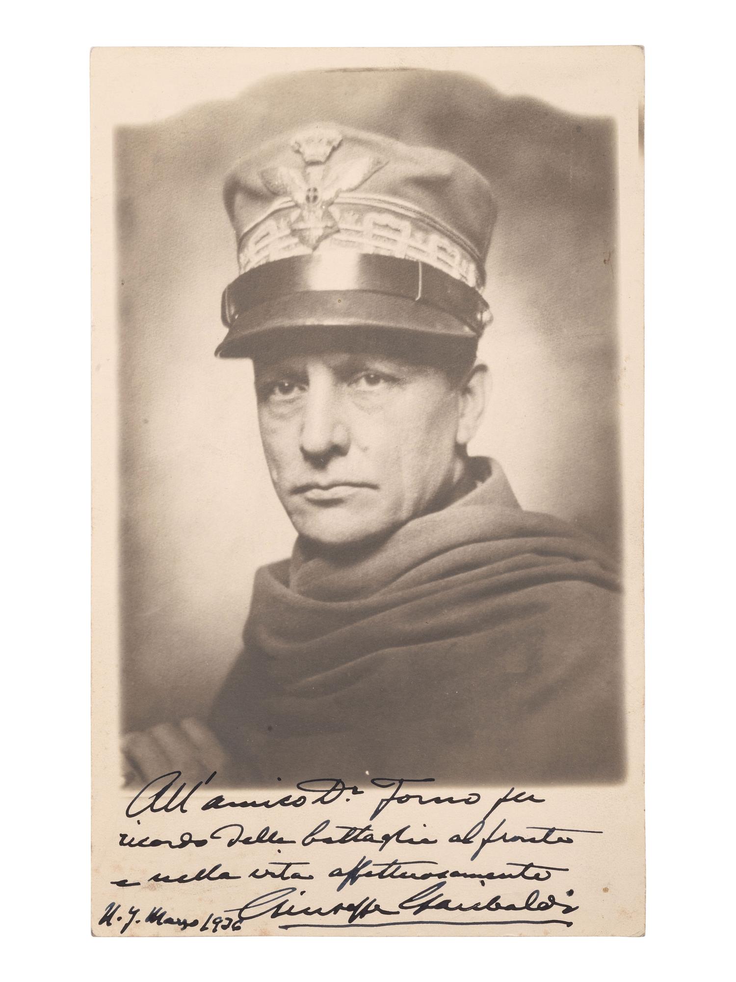 GARIBALDI, Giuseppe, II (1879-1950). Signed and inscribed photograph. March 1926.