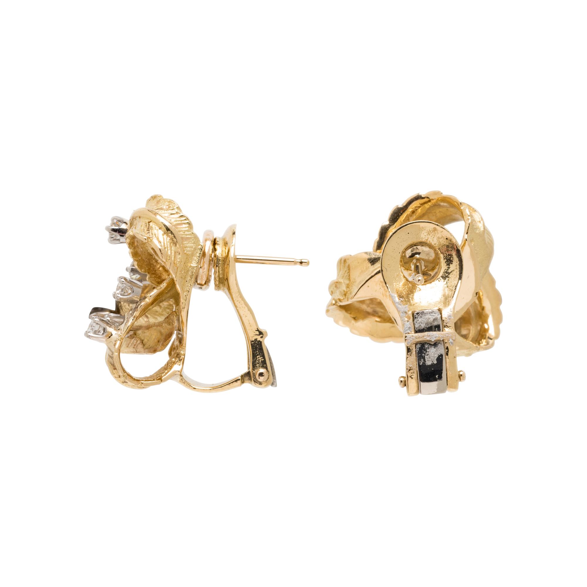 YELLOW GOLD AND DIAMOND KNOT EARRINGS