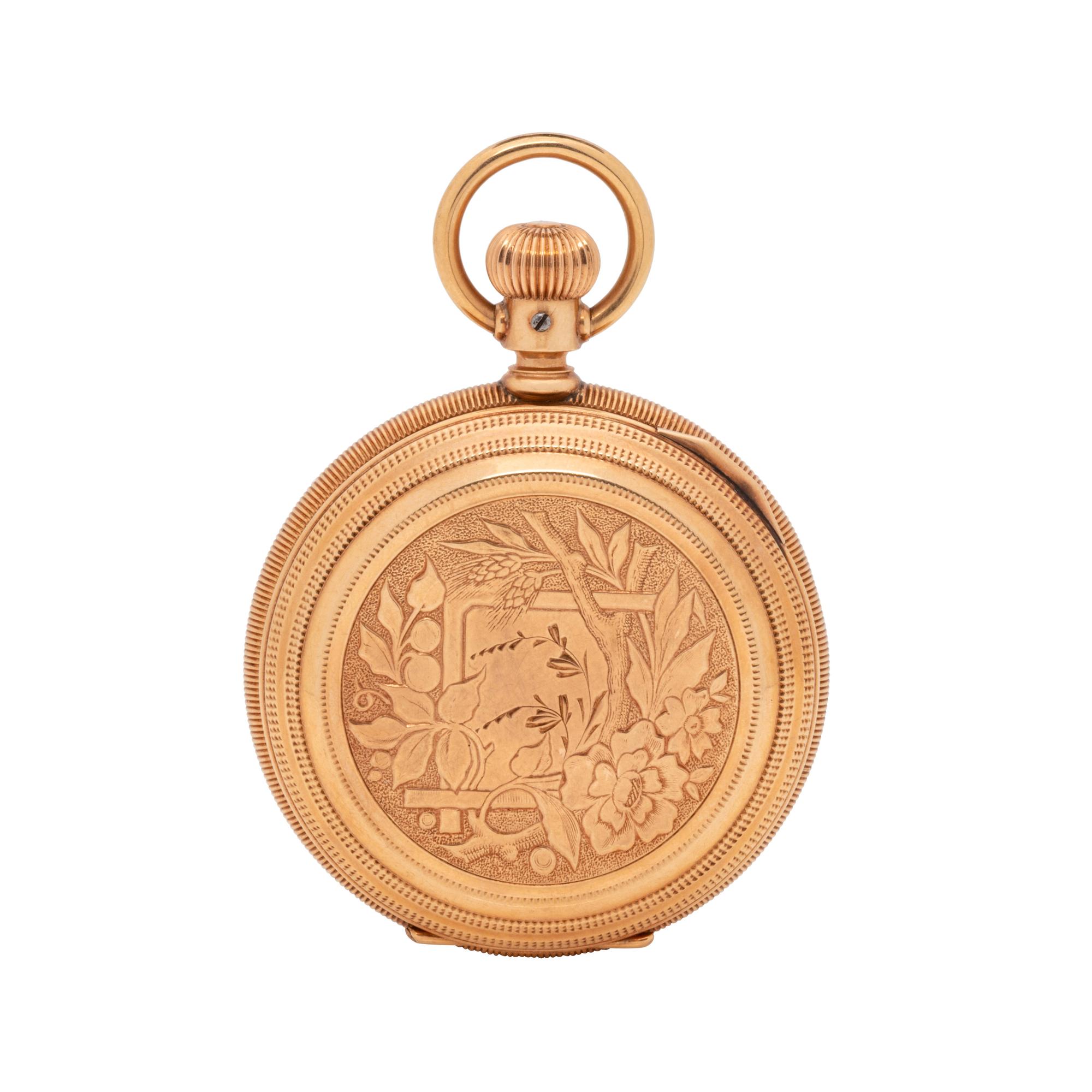 WALTHAM, 14K YELLOW GOLD HUNTER CASE POCKET WATCH
