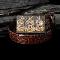 Ric Charlie (Diné, b. 1959) — Silver Tufa Cast Katsina Belt Buckle
