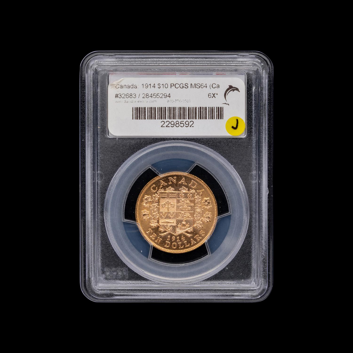 [CANADA] A 1914 George V $10 Gold Coin [PCGS MS64]
