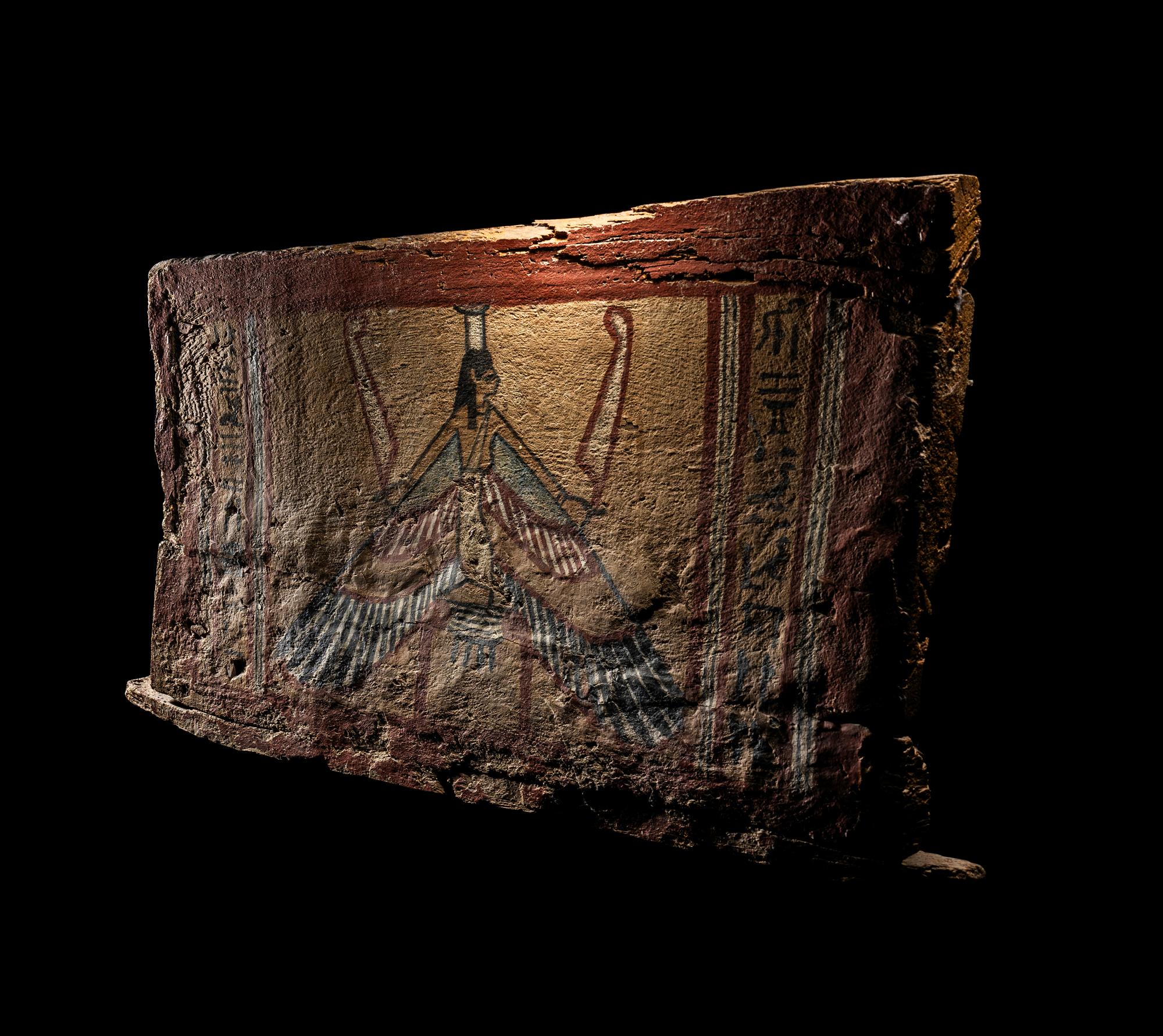 An Egyptian Painted Wood Panel with the Goddess Nut
