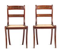 Six Regency Brass Inlaid Mahogany Side Chairs