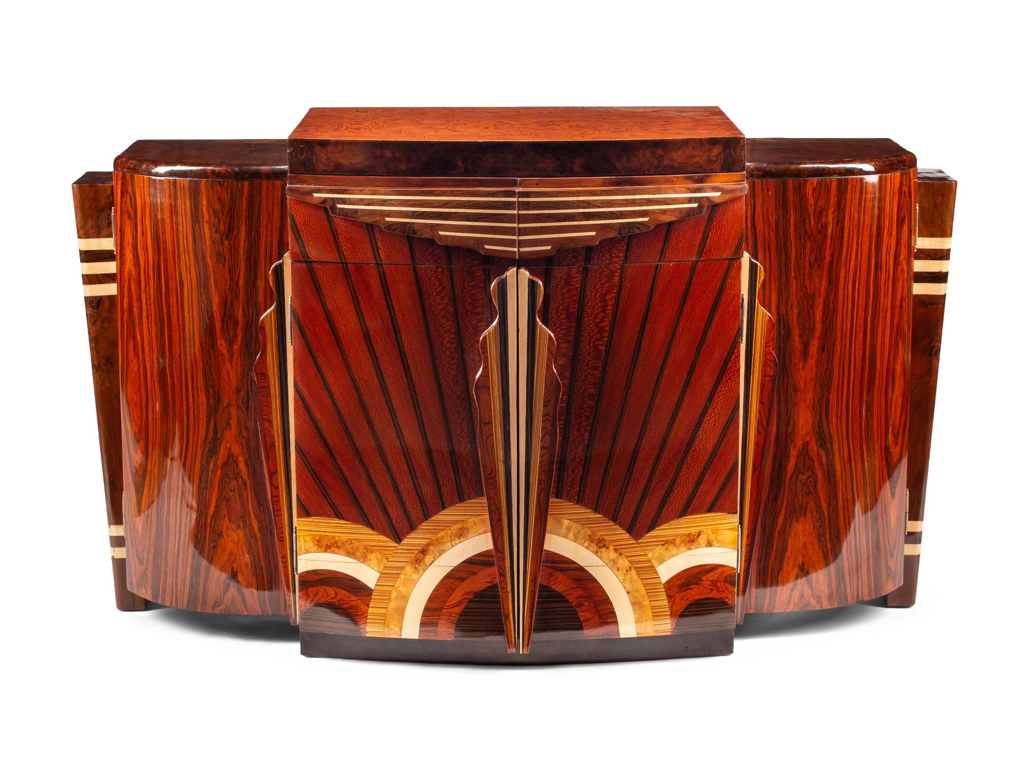 An Art Deco Style Various Woods Console Cabinet