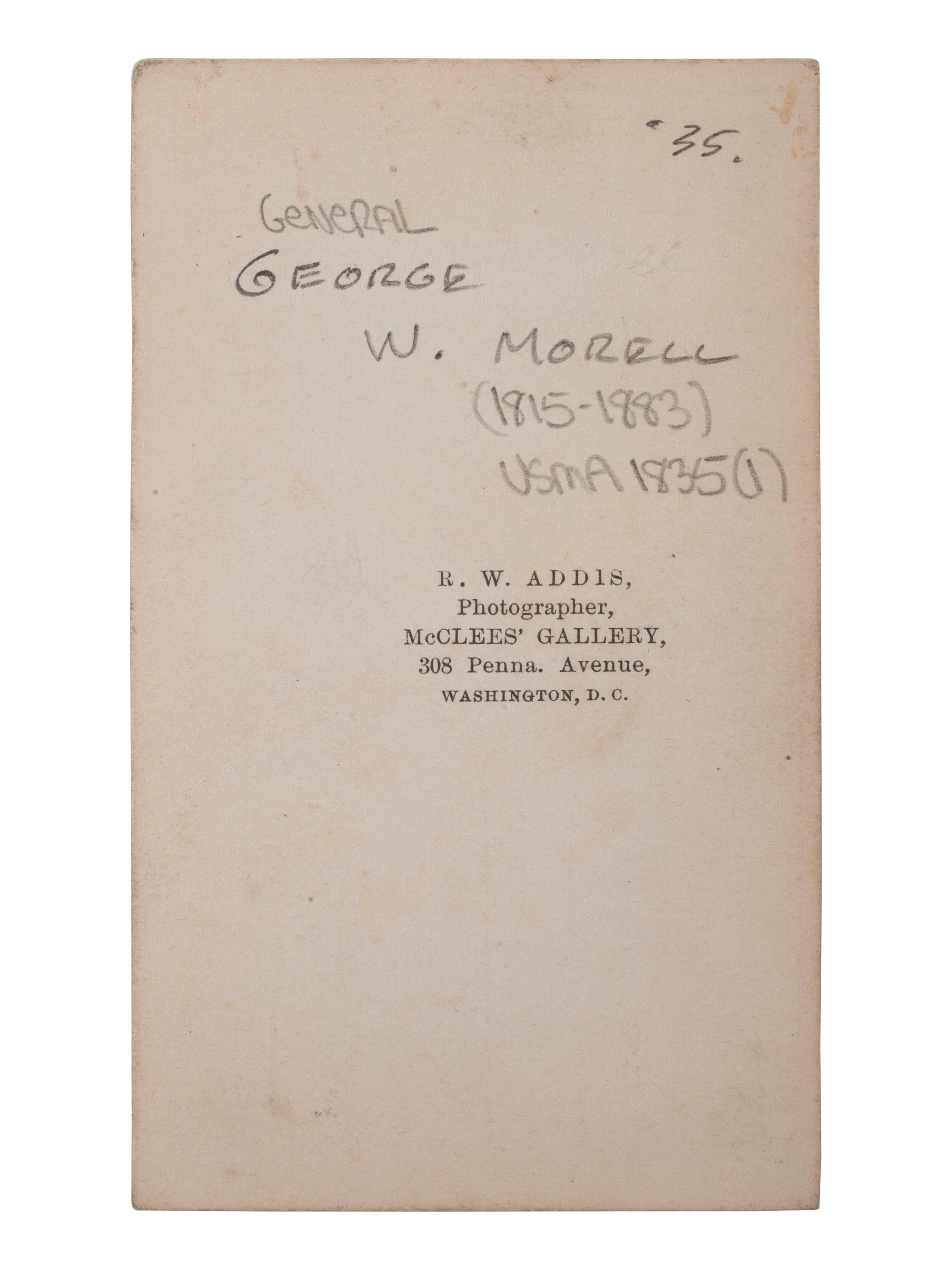 [CIVIL WAR]. CDV & Regulations of the US Military Academy at West Point ID'd to Gen. G.W. Morell.