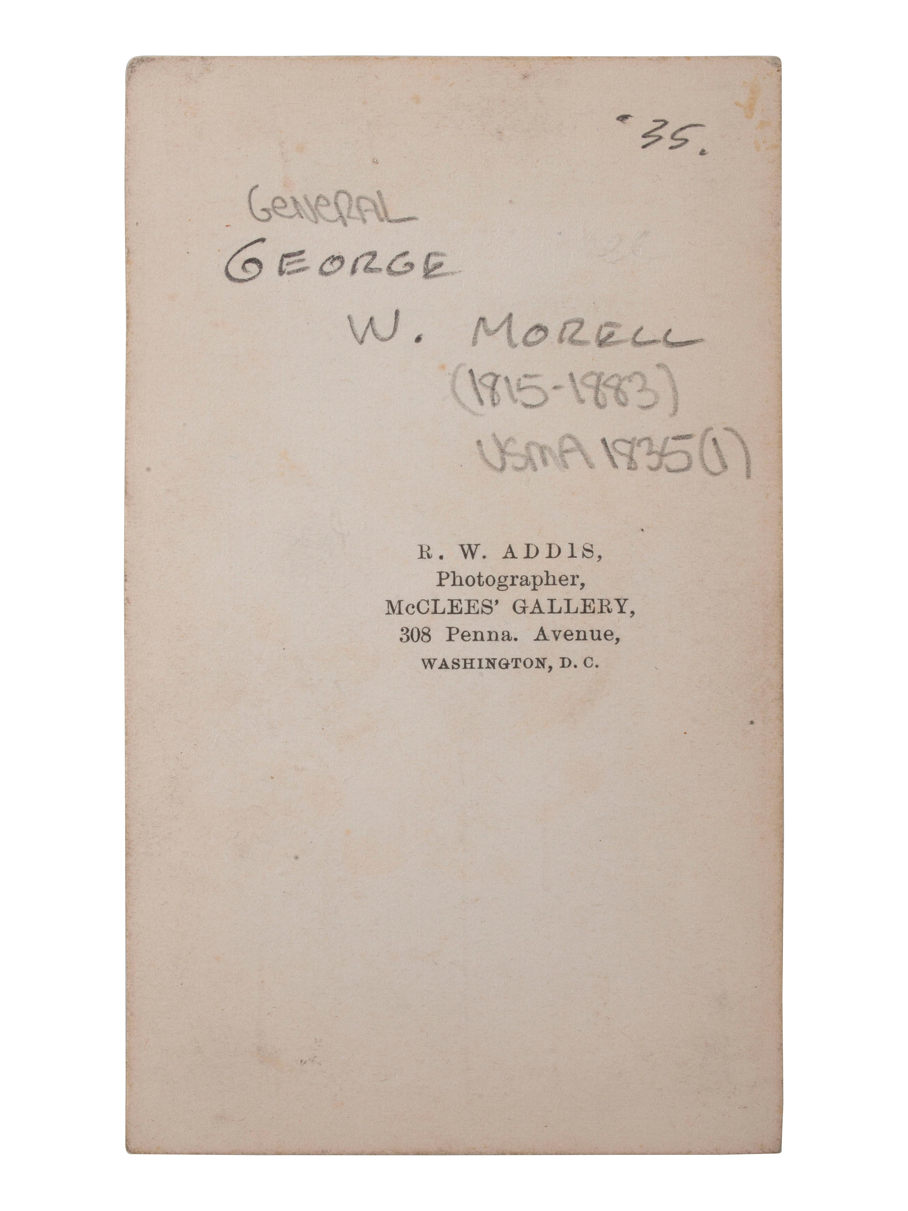 [CIVIL WAR]. CDV & Regulations of the US Military Academy at West Point ID'd to Gen. G.W. Morell.