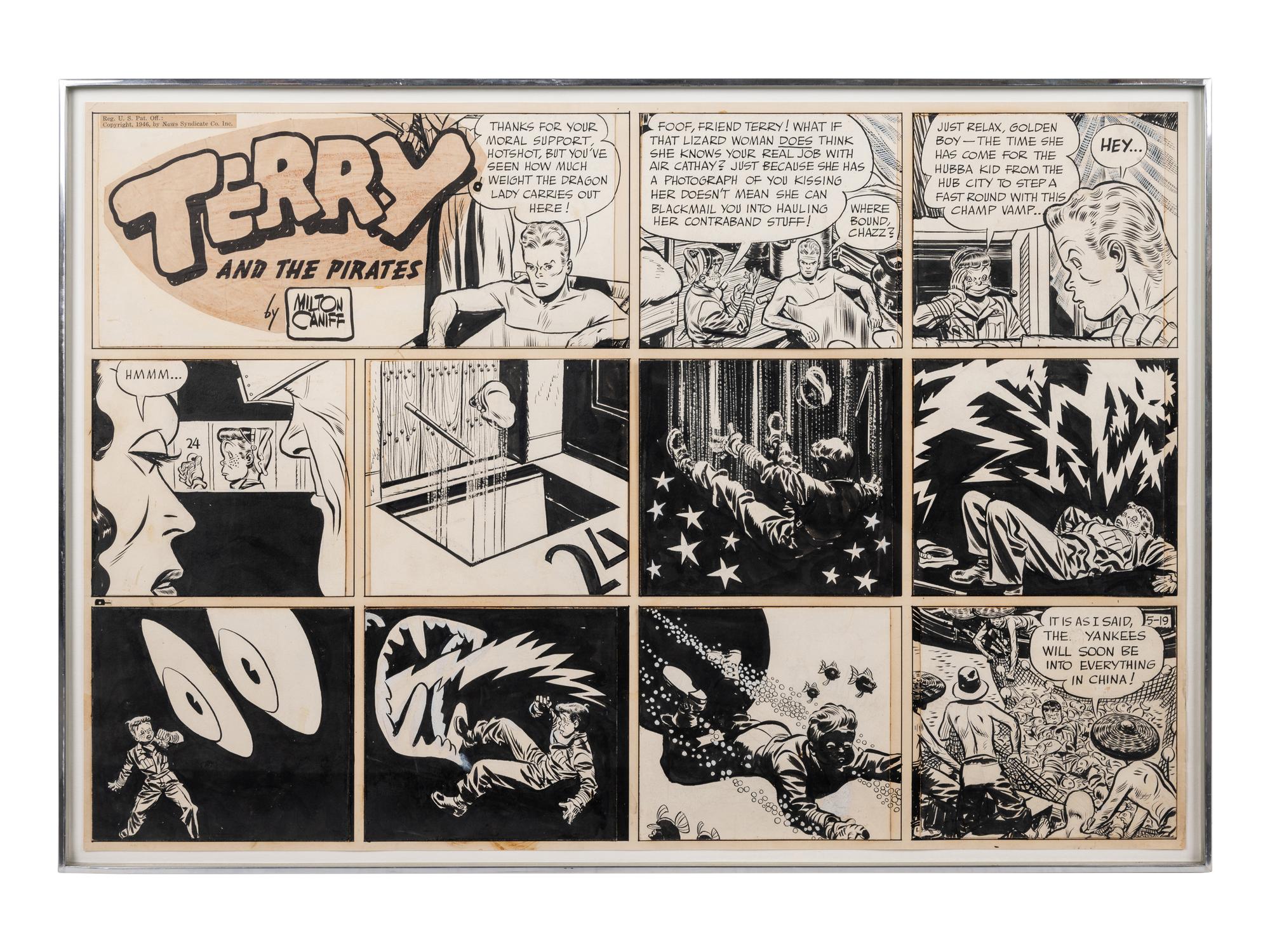 An Eleven-Panel Comic Strip by Milton Caniff (American, 1907-1988)
