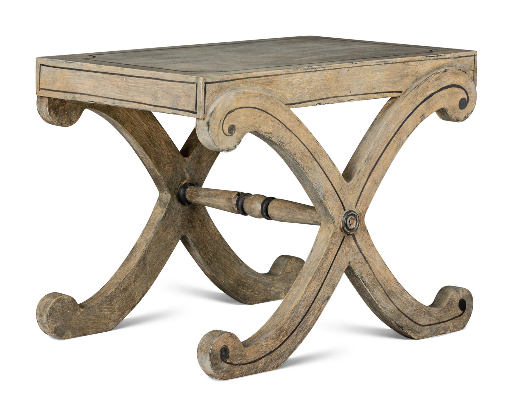 A Regency Style Painted X-Form Stool