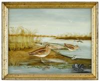 Martha Cahoon (1905-1999) sandpipers and muscles on shore