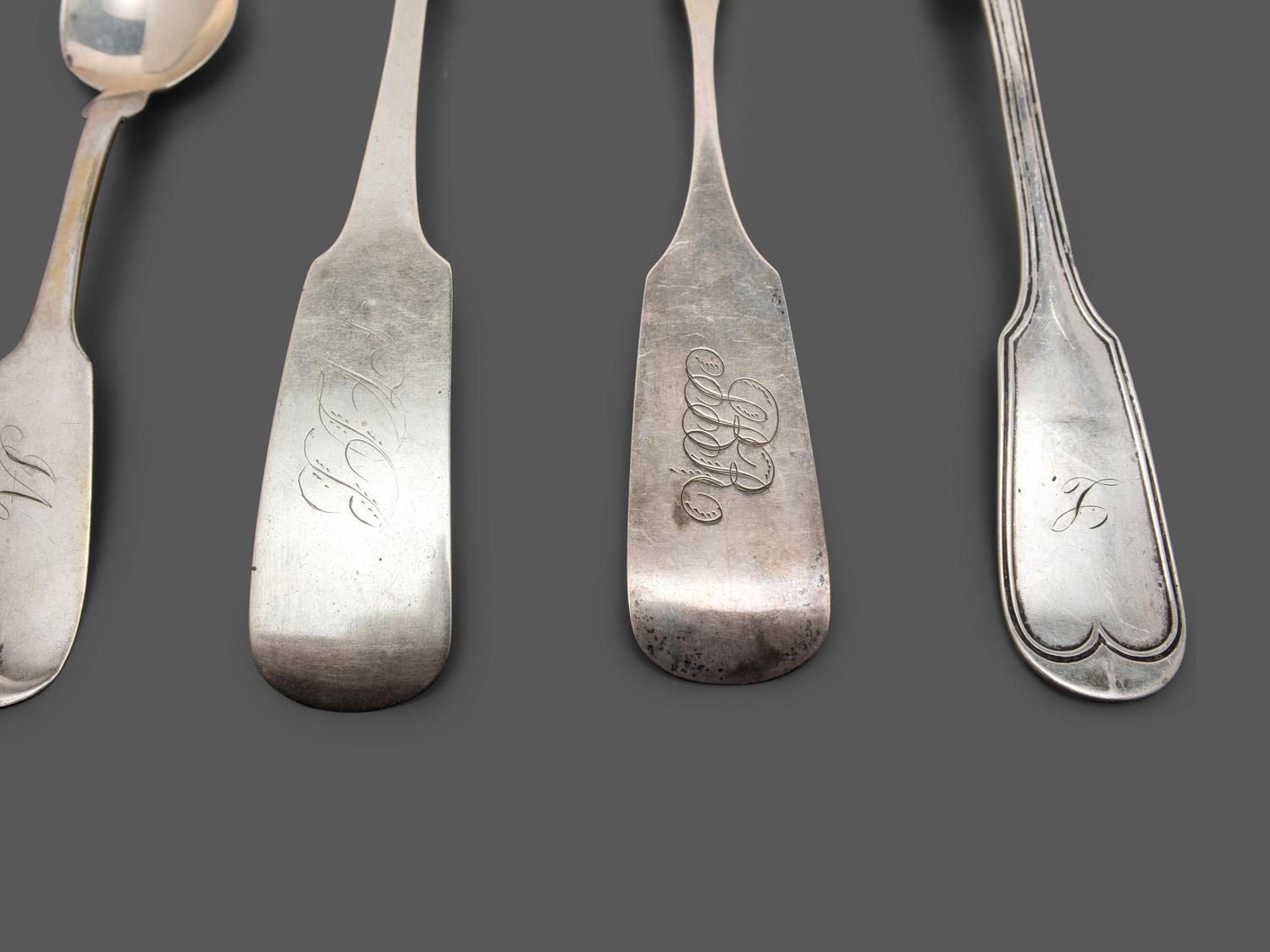 A Collection of Coin Silver Flatware